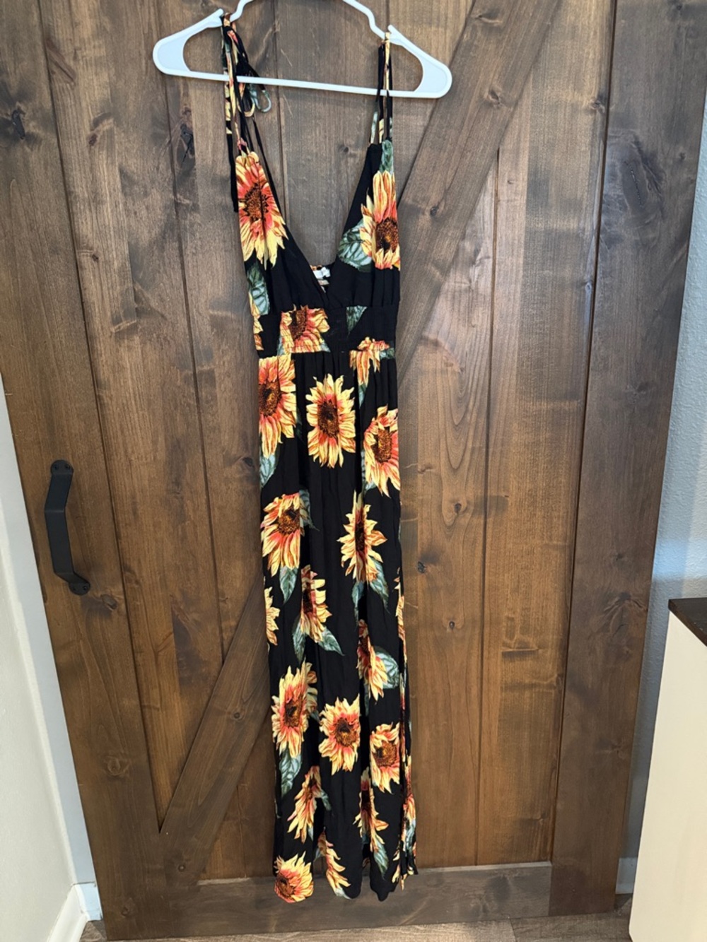 Timing Black Sunflower Print Maxi Dress